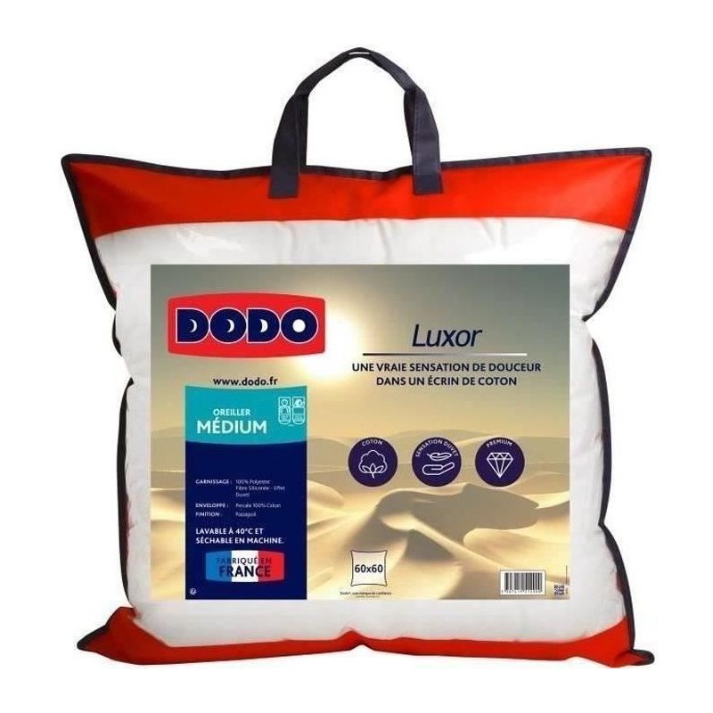 DODO Oreiller LUXOR 60x60 cm - 100% Coton - Effet Duvet DODO Oreiller LUXOR 60x60 cm - 100% Coton - Effet Duvet