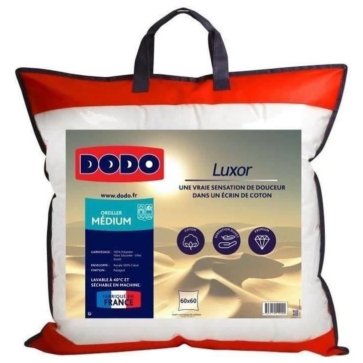 DODO Oreiller LUXOR 60x60 cm - 100% Coton - Effet Duvet DODO Oreiller LUXOR 60x60 cm - 100% Coton - Effet Duvet