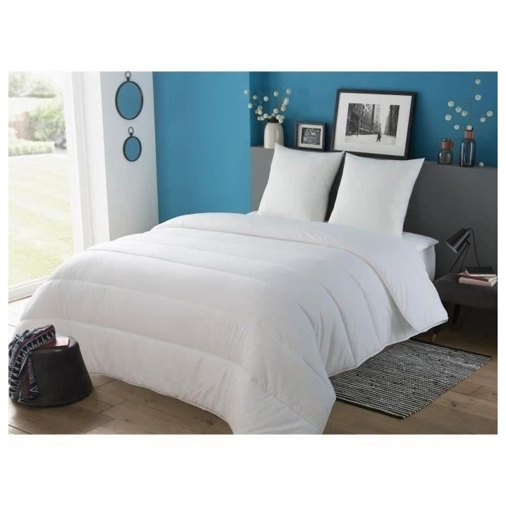 DODO Lot de 2 oreillers Tendance - 60 x 60 cm - Garnissage 100% Polyester fibre creuse siliconée - Blanc