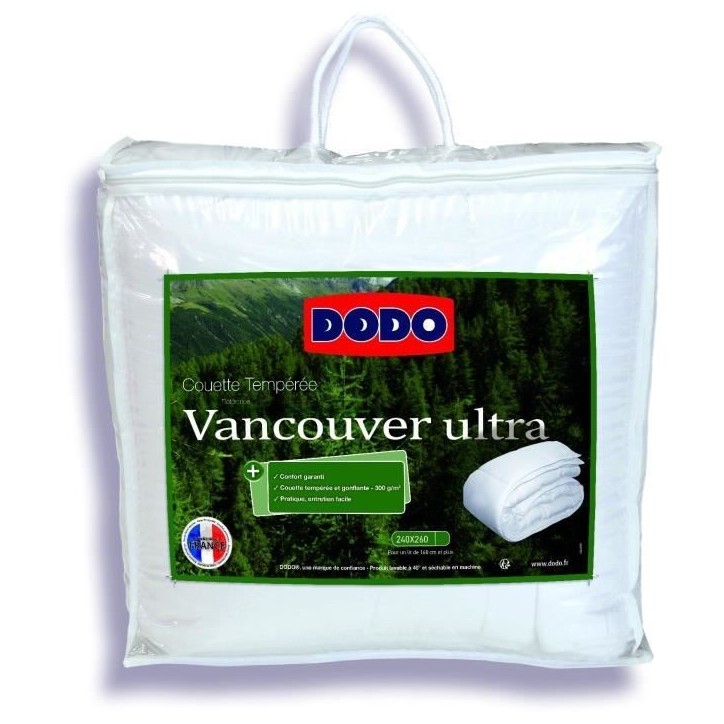 Couette 240 x 260 cm - DODO - Tempérée - 100% fibre polyester - Pour 2 personnes - Blanc