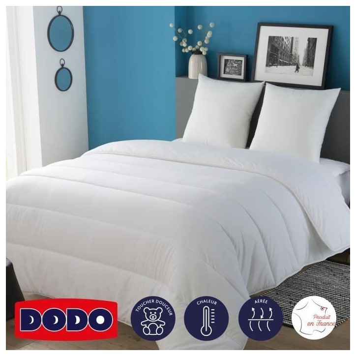 Couette 240 x 260 cm - DODO - Tempérée - 100% fibre polyester - Pour 2 personnes - Blanc