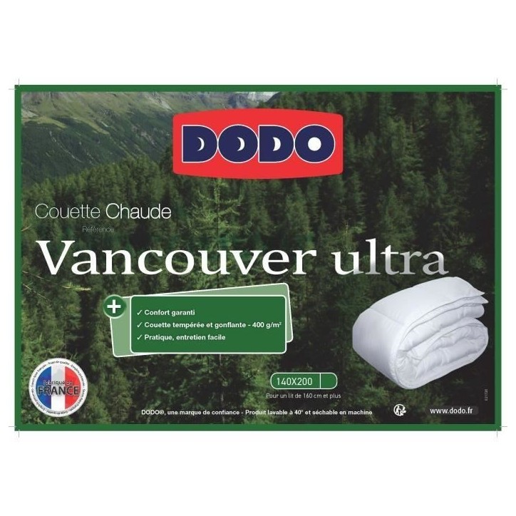 Couette chaude VANCOUVER DODO - 140x200 cm - Ultra