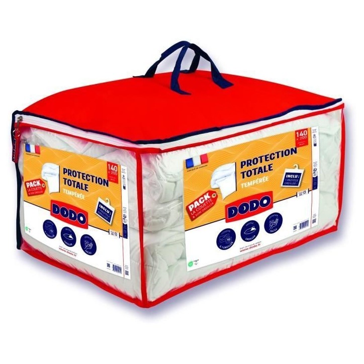 Pack Protection : Couette 140x200 cm + 1 Oreiller + 1 Protege oreiller Pack Protection : Couette 140x200 cm + 1 Oreiller + 1 Protege oreiller