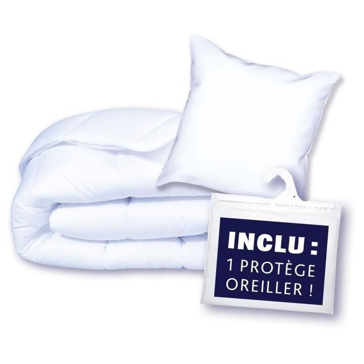 Pack Protection : Couette 140x200 cm + 1 Oreiller + 1 Protege oreiller Pack Protection : Couette 140x200 cm + 1 Oreiller + 1 Protege oreiller