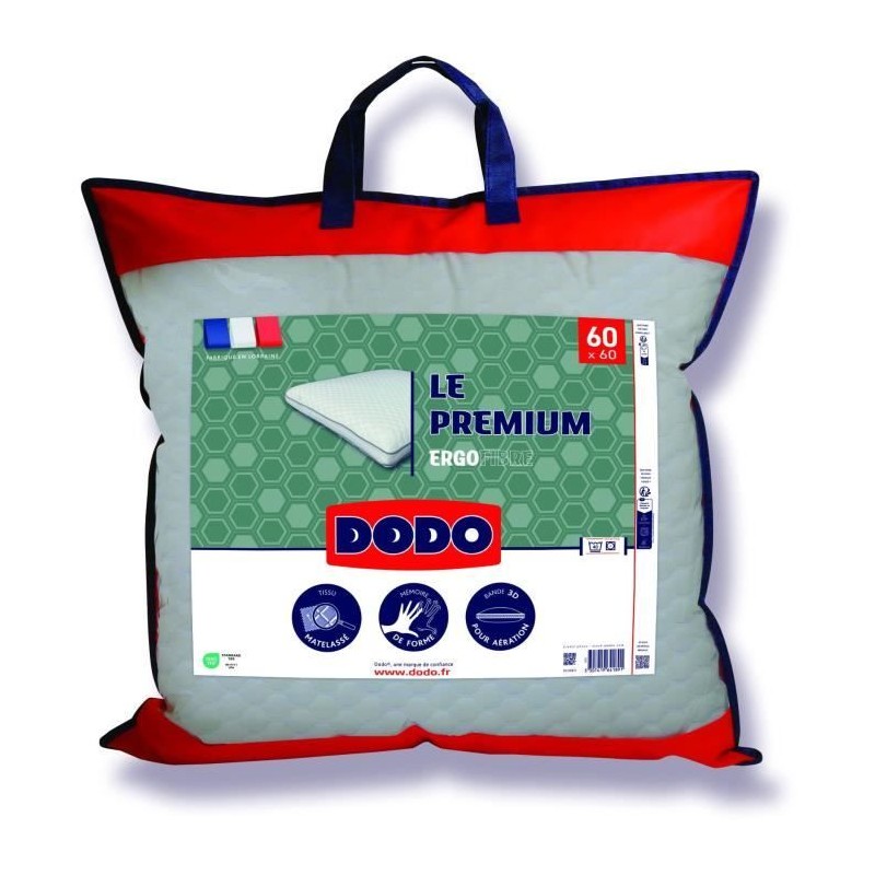 Oreiller Le Premium DODO - 60x60 cm - Mémoire de forme - Taie déhous Oreiller Le Premium DODO - 60x60 cm - Mémoire de forme - Taie déhous