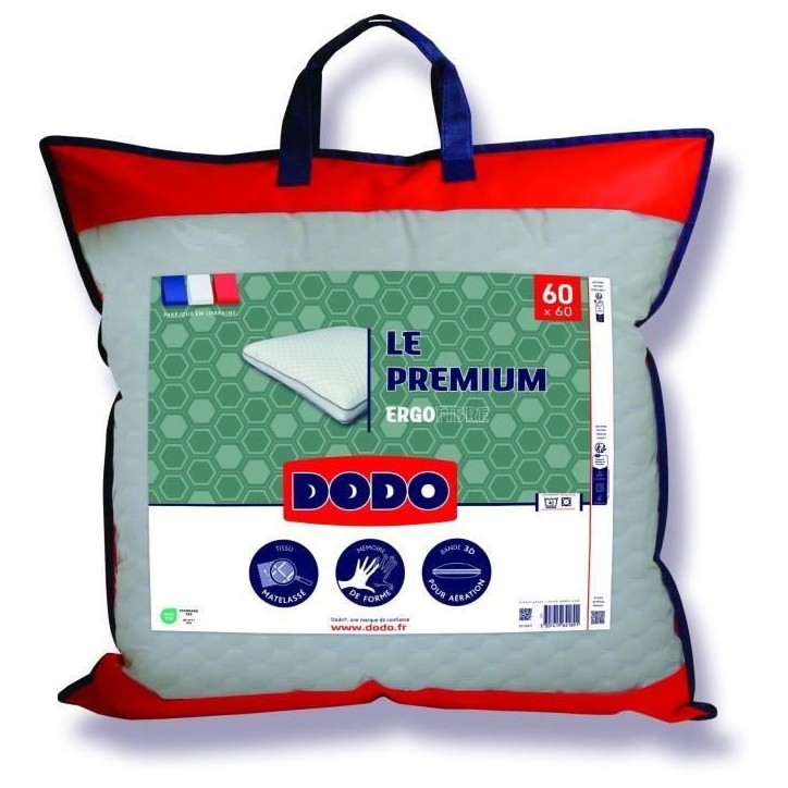 Oreiller Le Premium DODO - 60x60 cm - Mémoire de forme - Taie déhoussable Oreiller Le Premium DODO - 60x60 cm - Mémoire de forme - Taie déhoussable