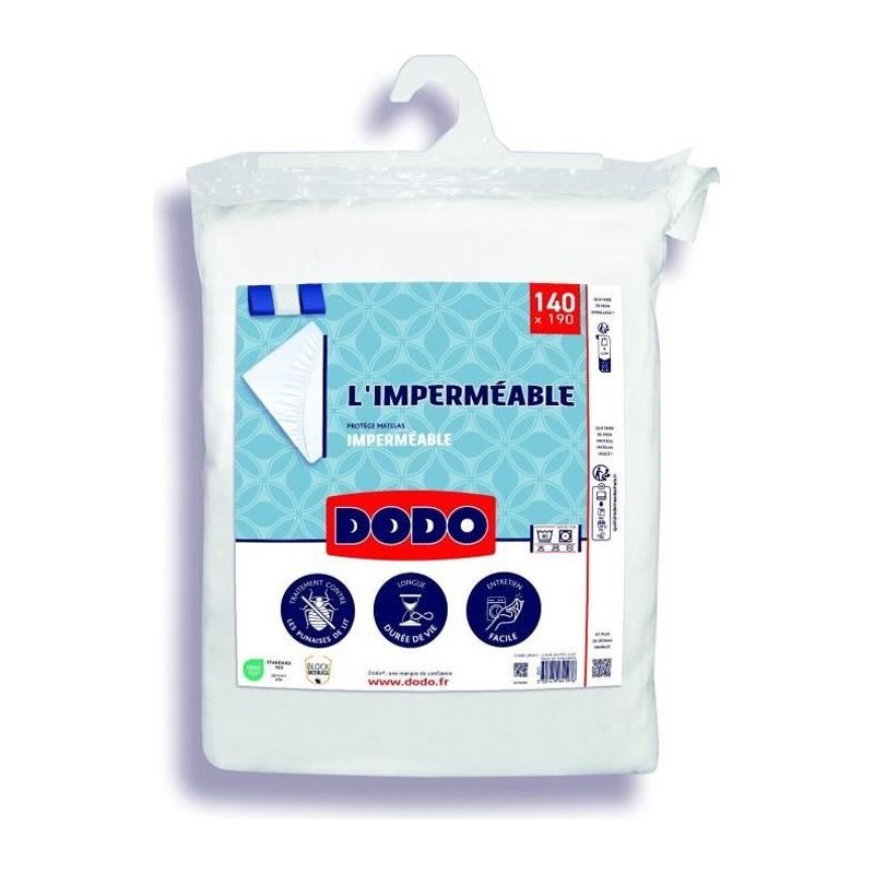 Protege matelas imperméable - 140x190 cm - Coton/Polyester - Anti pun