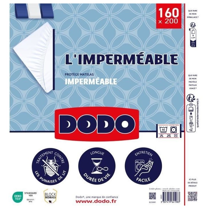 Protege matelas imperméable - 160x200 cm - Coton/Polyester - Anti punaise de lit Protege matelas imperméable - 160x200 cm - Coton/Polyester - Anti punaise de lit