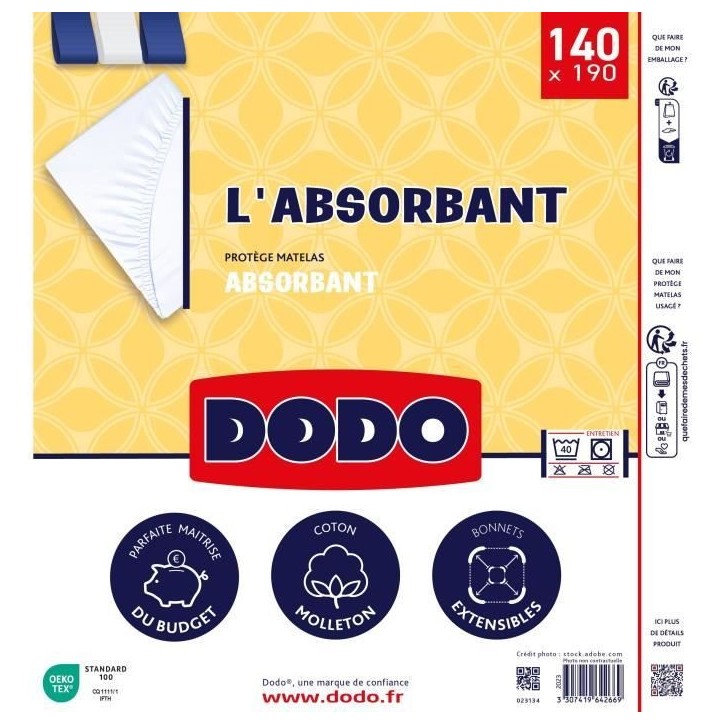 Protege matelas absorbant - 140x190 cm - Polyester