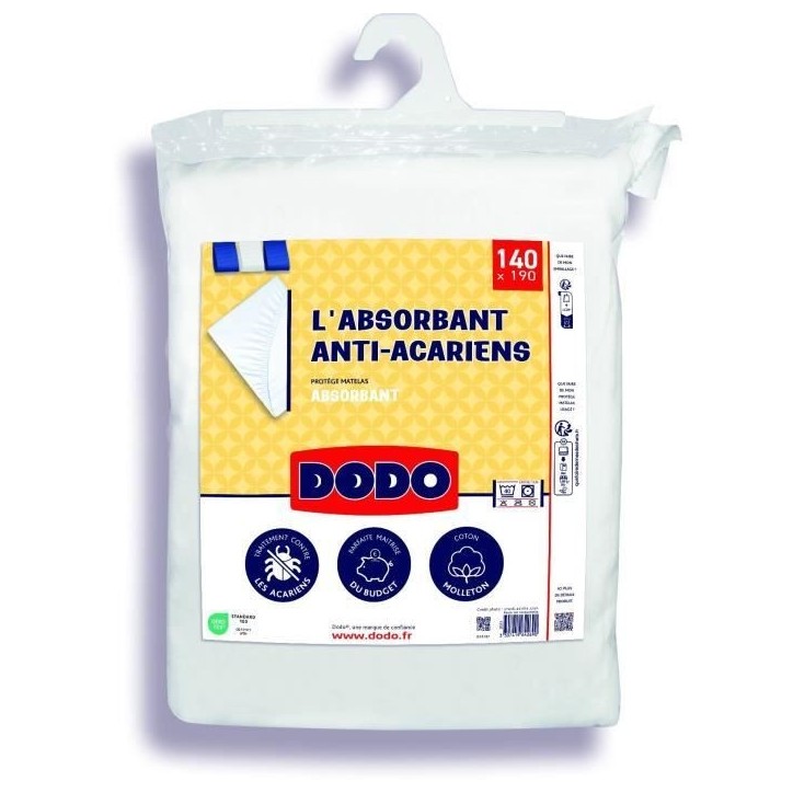 Protege matelas absorbant - 140x190 cm - Coton - Anti acariens Protege matelas absorbant - 140x190 cm - Coton - Anti acariens