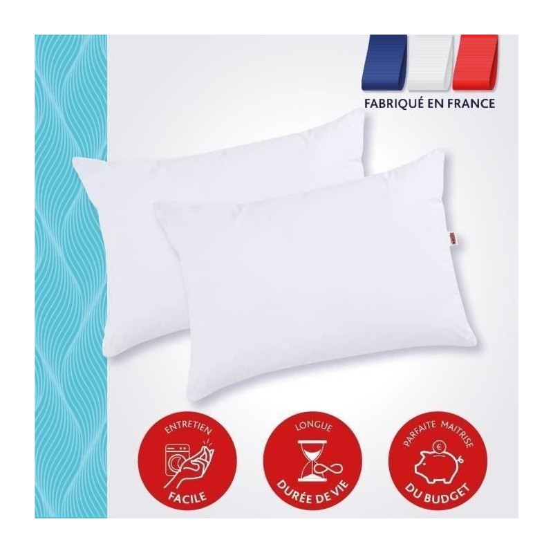 DODO Lot de 2 oreillers Tendance 50x70 cm- 100% Polyester DODO Lot de 2 oreillers Tendance 50x70 cm- 100% Polyester
