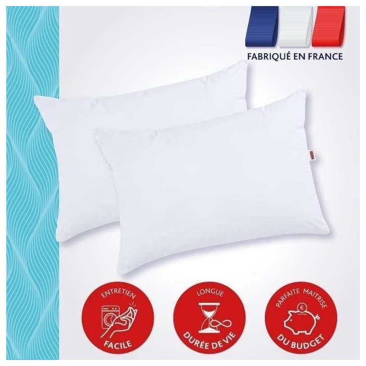 DODO Lot de 2 oreillers Tendance 50x70 cm- 100% Polyester DODO Lot de 2 oreillers Tendance 50x70 cm- 100% Polyester