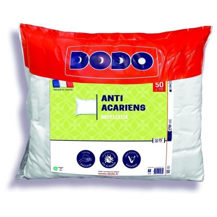 Oreiller anti-acariens 50x70 cm - 100% Polyester - DODO Oreiller anti-acariens 50x70 cm - 100% Polyester - DODO
