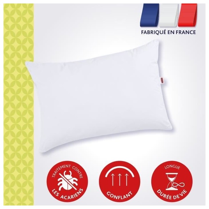 Oreiller anti-acariens 50x70 cm - 100% Polyester - DODO Oreiller anti-acariens 50x70 cm - 100% Polyester - DODO