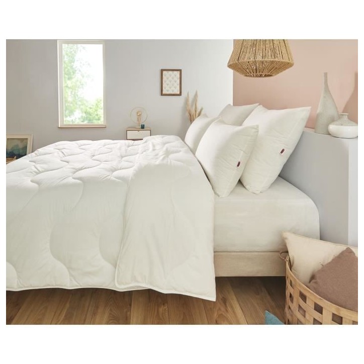Couette 140x200 cm DODO CHAMPS DE LIN - Chaude - 450G/m² - Couette 1 personne -Douce et Chaude -Anti-acariens Antibactériens -