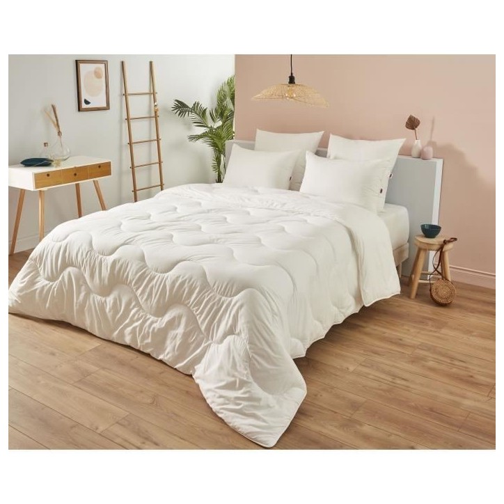 Couette 240x260 cm DODO CHAMPS DE LIN - Chaude - 450G/m² - Couette 2 personnes -Douce et Chaude -Anti-acariens Antibactériens