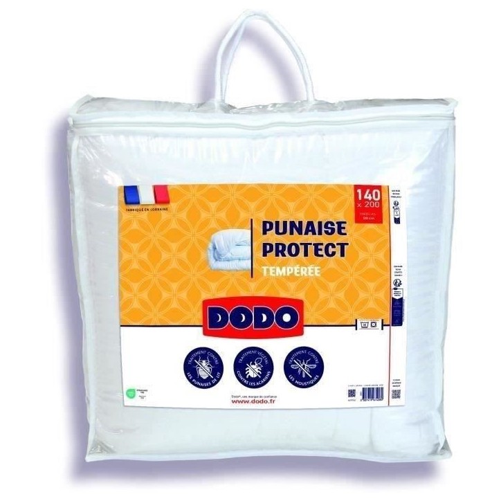 DODO Couette tempérée 300gr/m² 140x200 cm - Protection anti punaise, anti acarien - Blanc - Fabriqué en France DODO Couette tempérée 300gr/m² 140x200 cm - Protection anti punaise, anti acarien - Blanc - Fabriqué en France