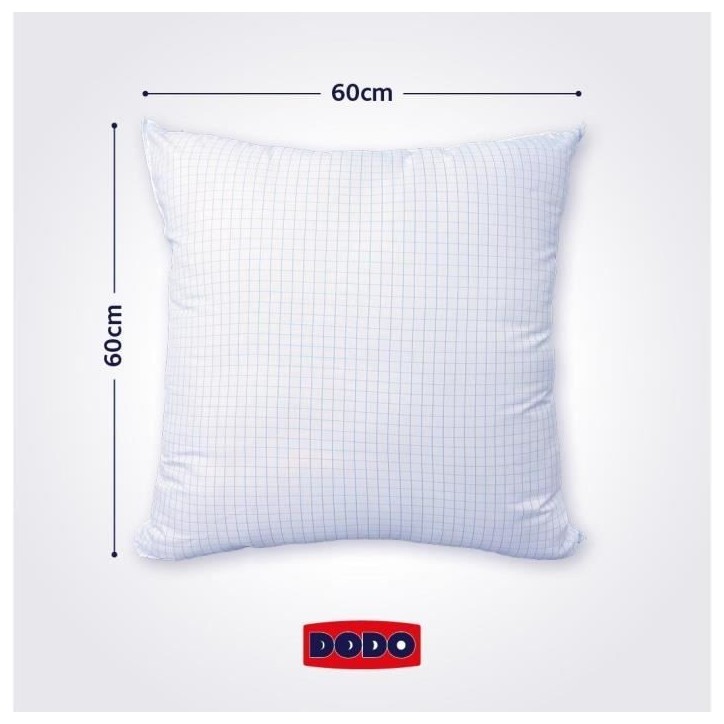 Oreiller médium DODO 60x60 cm - Protection anti punaise, anti acarien - 550 gr - Blanc - Fabriqué en France Oreiller médium DODO 60x60 cm - Protection anti punaise, anti acarien - 550 gr - Blanc - Fabriqué en France