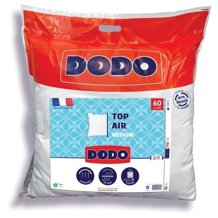 Oreiller - DODO - MEDIUM TOP AIR - 60 x 60 cm - Blanc Oreiller - DODO - MEDIUM TOP AIR - 60 x 60 cm - Blanc