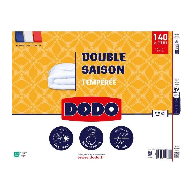 DODO - Couette double saisons - 140 x 200 cm - 300 g/m² - Volupt'air DODO - Couette double saisons - 140 x 200 cm - 300 g/m² - Volupt'air