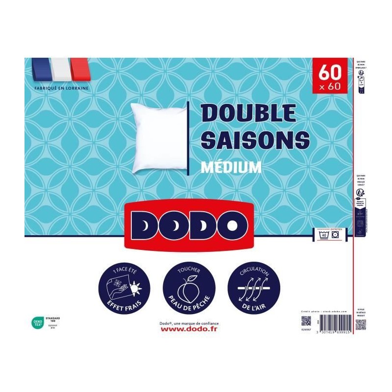 DODO - Oreiller double saisons - 60 x 60 cm - 100% Polyester VOLUPT'AI DODO - Oreiller double saisons - 60 x 60 cm - 100% Polyester VOLUPT'AI