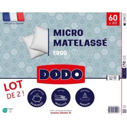 DODO - Lot de 2 oreillers - MICRO MATELASSE - 60 x 60 cm - Blanc