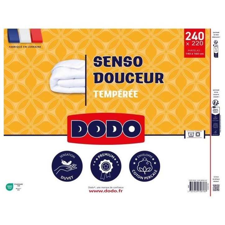 DODO - Couette tempérée 350 g/m² - SENSO DOUCEUR - 220 x 240 cm - Blanc DODO - Couette tempérée 350 g/m² - SENSO DOUCEUR - 220 x 240 cm - Blanc