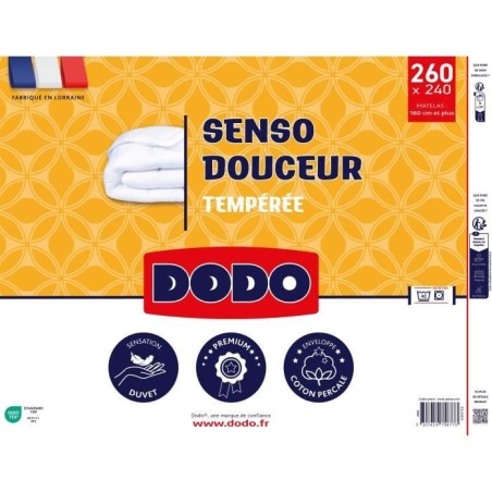 DODO - Couette tempérée 350 g/m² - SENSO DOUCEUR - 240 x 260 cm - Blanc
