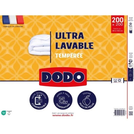 DODO - Couette tempérée 300 g/m² - ULTRA LAVABLE - 200 x 200 cm - Blanc