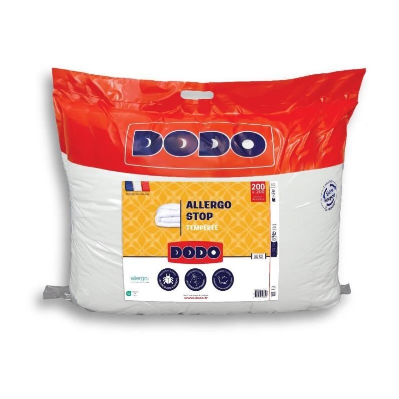 DODO - Couette tempérée 300 g/m² - ALLERGO STOP - 200 x 200 cm - Bl DODO - Couette tempérée 300 g/m² - ALLERGO STOP - 200 x 200 cm - Bl