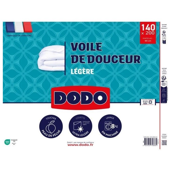 DODO - Couette ultra légere 100 g/m² - VOILE DE DOUCEUR - 140 x 200 cm - Blanc