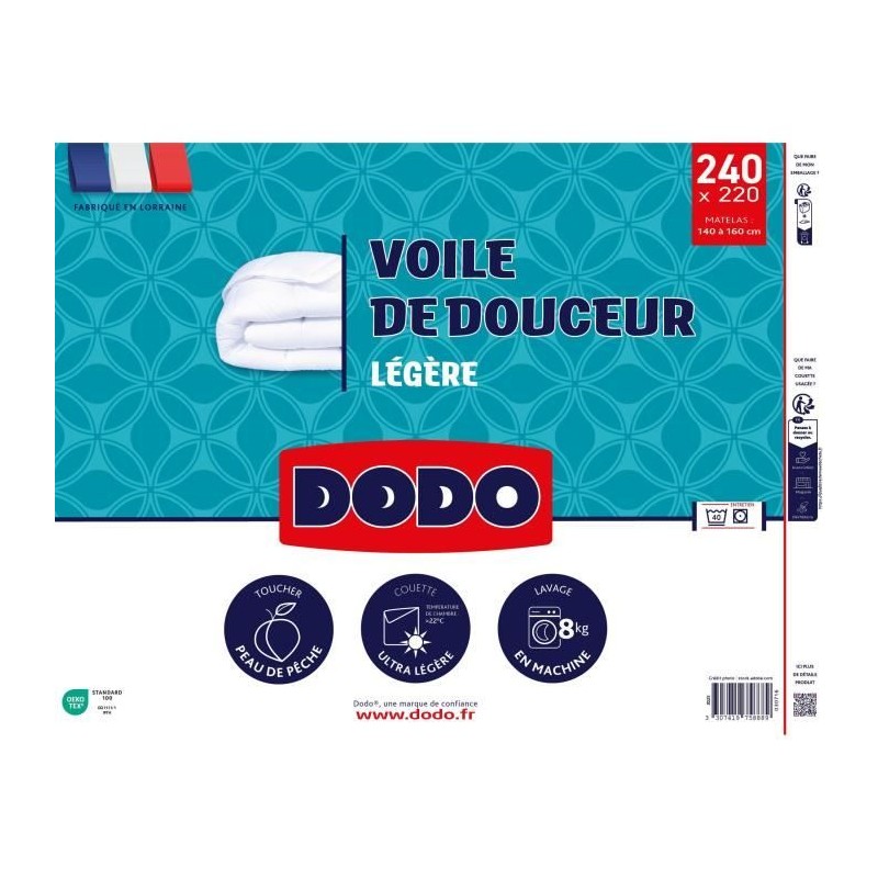 DODO - Couette ultra légere 100 g/m² - VOILE DE DOUCEUR - 220 x 240 DODO - Couette ultra légere 100 g/m² - VOILE DE DOUCEUR - 220 x 240