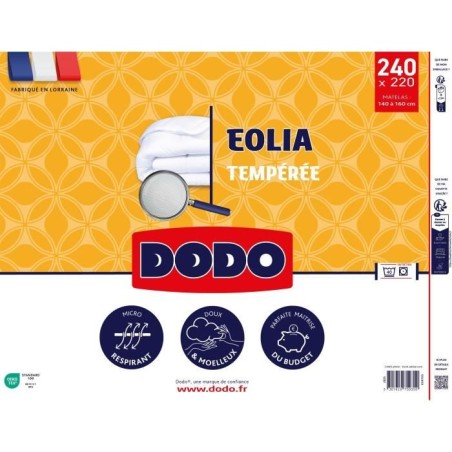 DODO - Couette tempérée 300 g/m² - EOLIA - 220 x 240 cm - Blanc