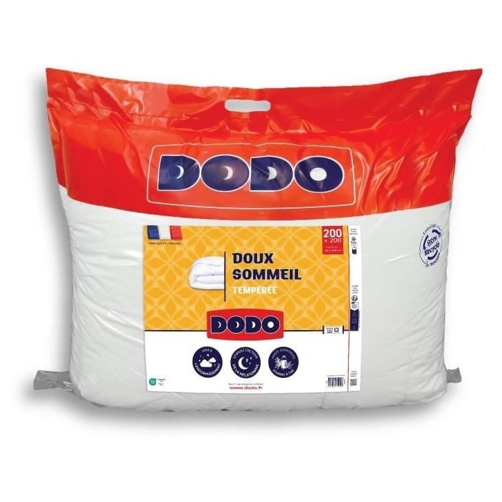 DODO - Couette tempérée 300 g/m² - DOUX SOMMEIL - 200 x 200 cm - Blanc
