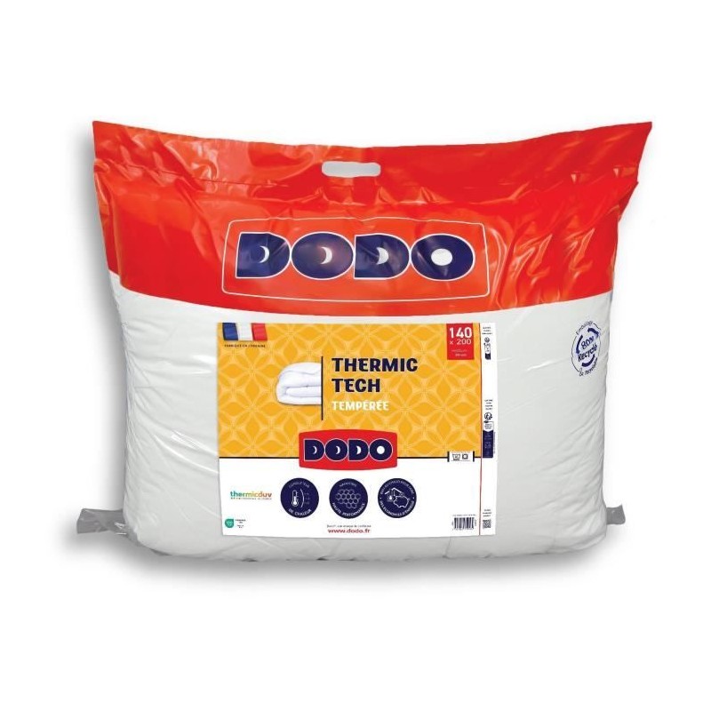 DODO - Couette tempérée 250 g/m² - THERMIC TECH - 140 x 200 cm - Bl DODO - Couette tempérée 250 g/m² - THERMIC TECH - 140 x 200 cm - Bl