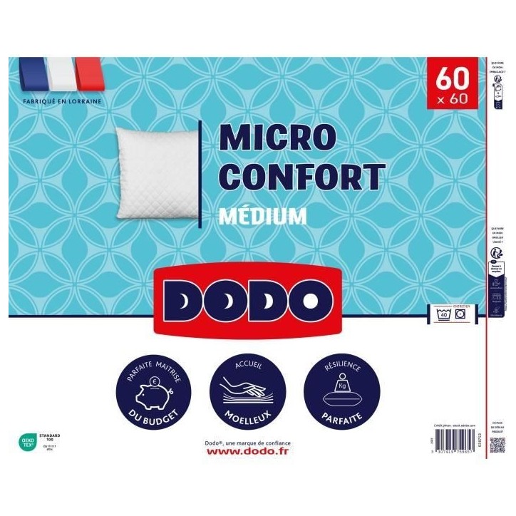 DODO - Oreiller - MICRO CONFORT - 60 x 60 cm
