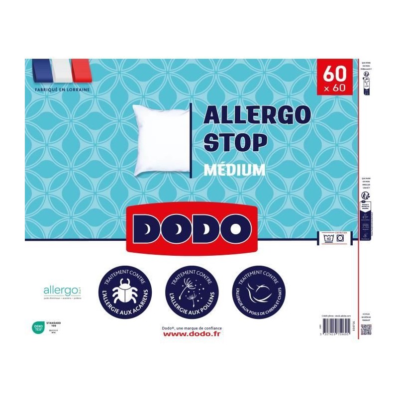 DODO - Oreiller - ALLERGO STOP - 60 x 60 cm