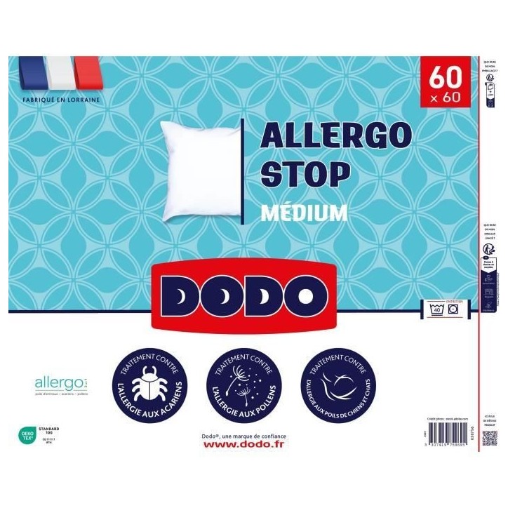 DODO - Oreiller - ALLERGO STOP - 60 x 60 cm
