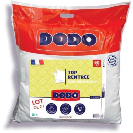 DODO Lot de 2 Oreillers - Top Rentrée - Oreillers moelleux - 60 x 60