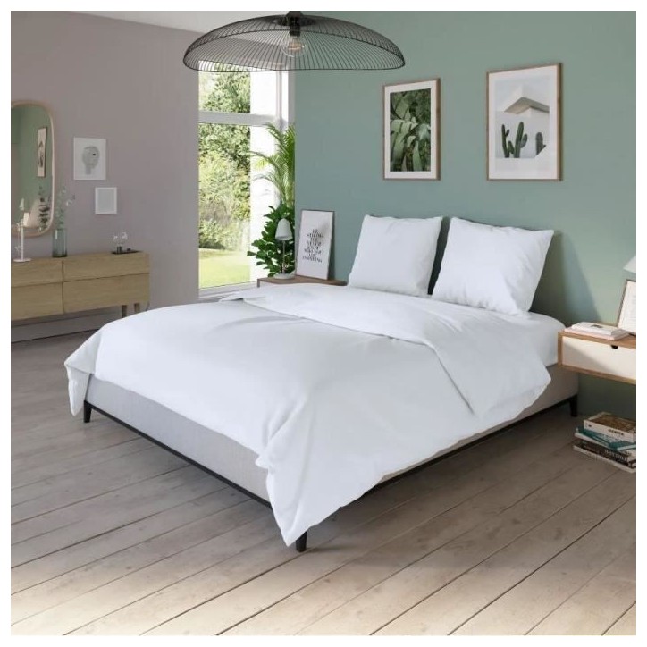 Housse de couette DODO - 260x240 cm - Coton - Antibactérien - Blanc