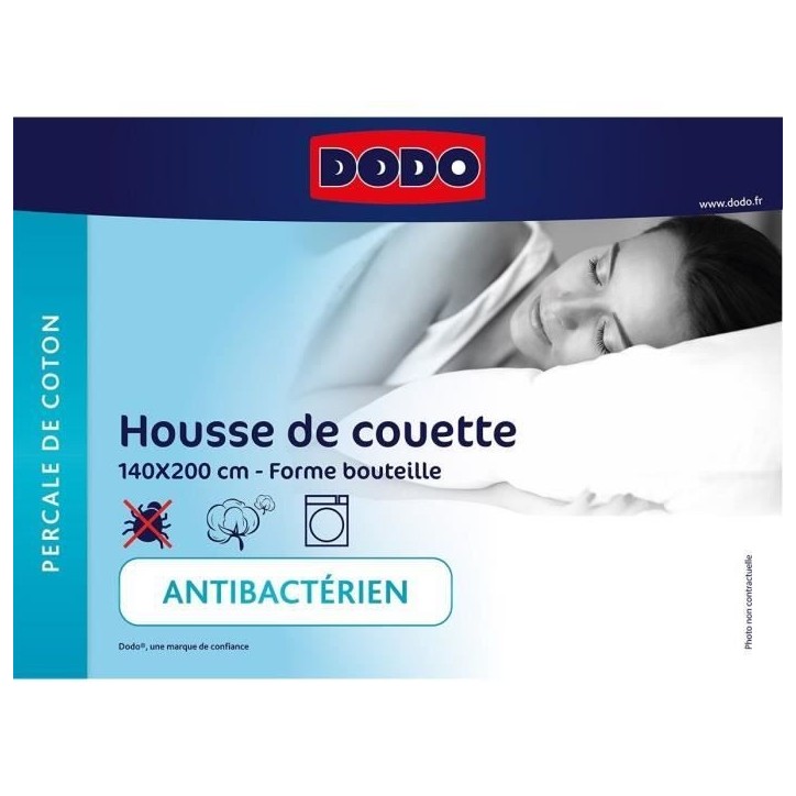 Housse de couette DODO - 140x200 cm - Coton - Antibactérien