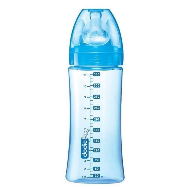 Biberon Dodie Initiation+ Anti-Coliques 3 Vitesses Bleu Pompier 330ml