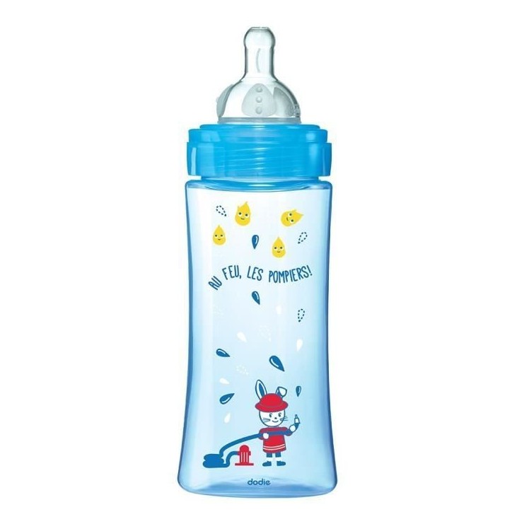 Biberon Dodie Initiation+ Anti-Coliques 3 Vitesses Bleu Pompier 330ml