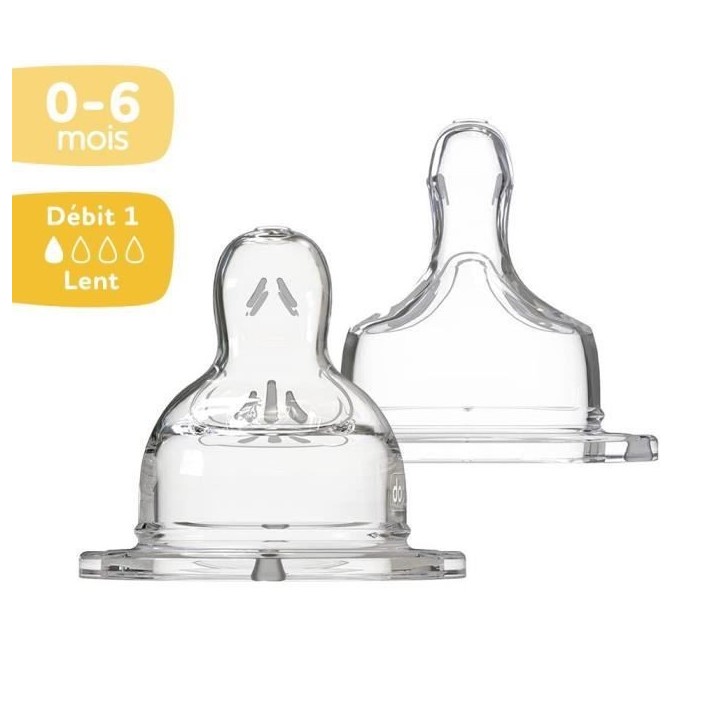 Tétine plate anti-coliques Dodie Sensation+ col large débit 1 pour bébé 0 mois Tétine plate anti-coliques Dodie Sensation+ col large débit 1 pour bébé 0 mois