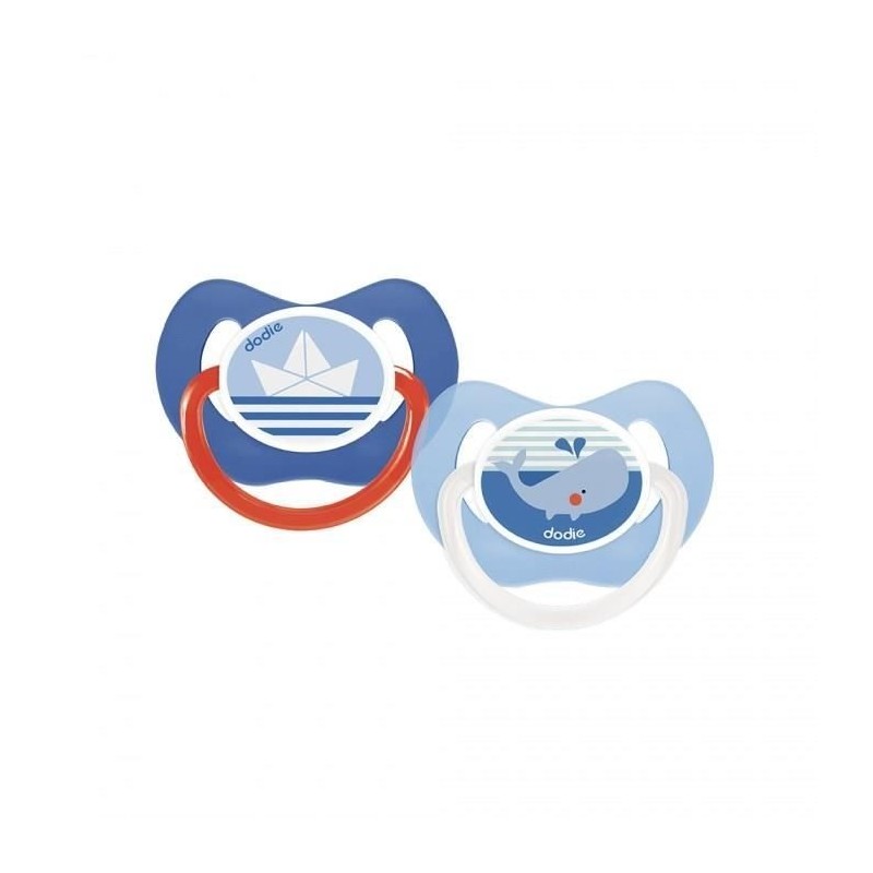 Dodie Sucette Physiologique +6m Bateau et Baleine Lot de 2 Dodie Sucette Physiologique +6m Bateau et Baleine Lot de 2