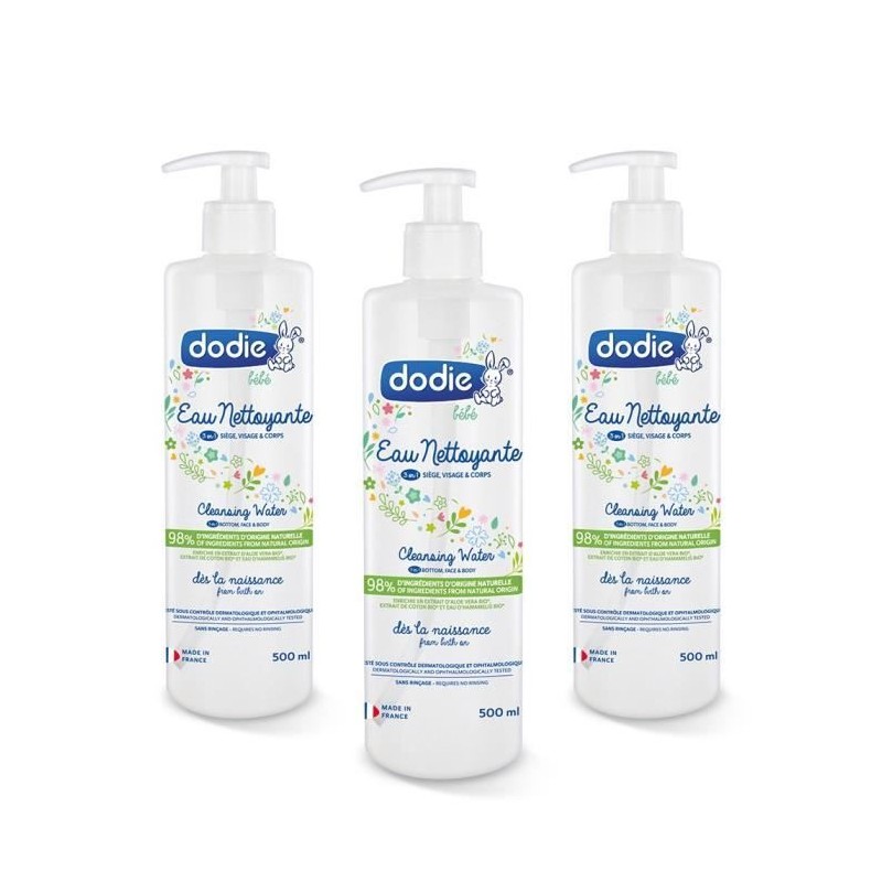 DODIE Lot de 3 eaux nettoyantes 500ml DODIE Lot de 3 eaux nettoyantes 500ml