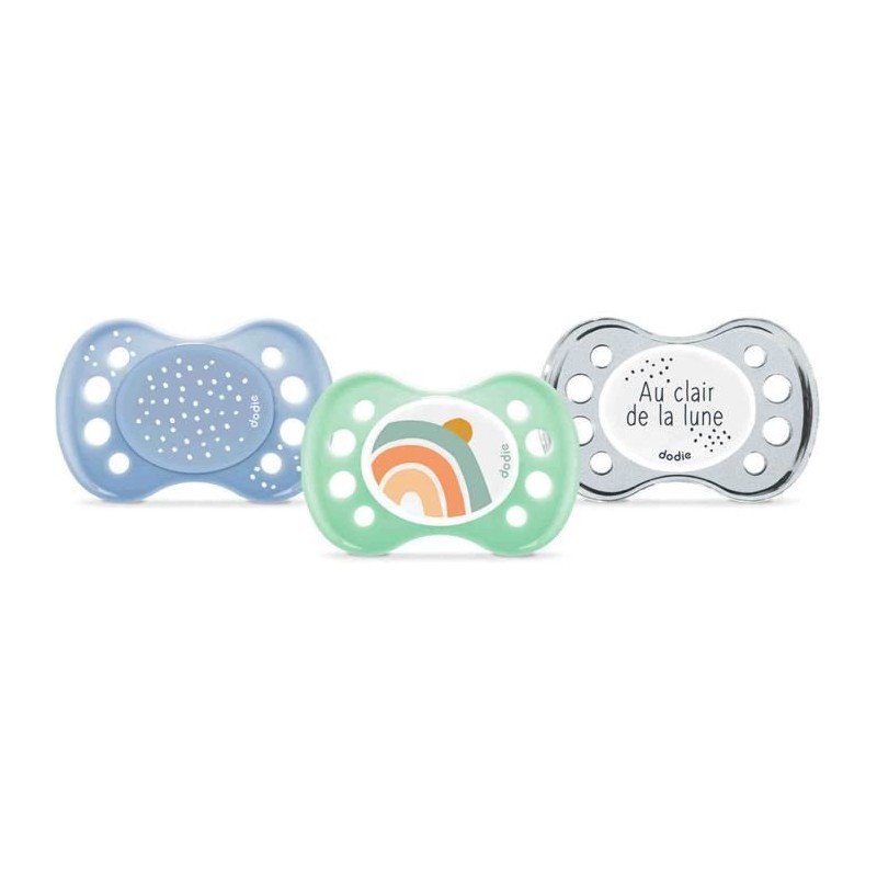 DODIE SUCETTES Lot de 3 Sucettes Anatomiques Jour et Nuit 0-6 mois Au DODIE SUCETTES Lot de 3 Sucettes Anatomiques Jour et Nuit 0-6 mois Au
