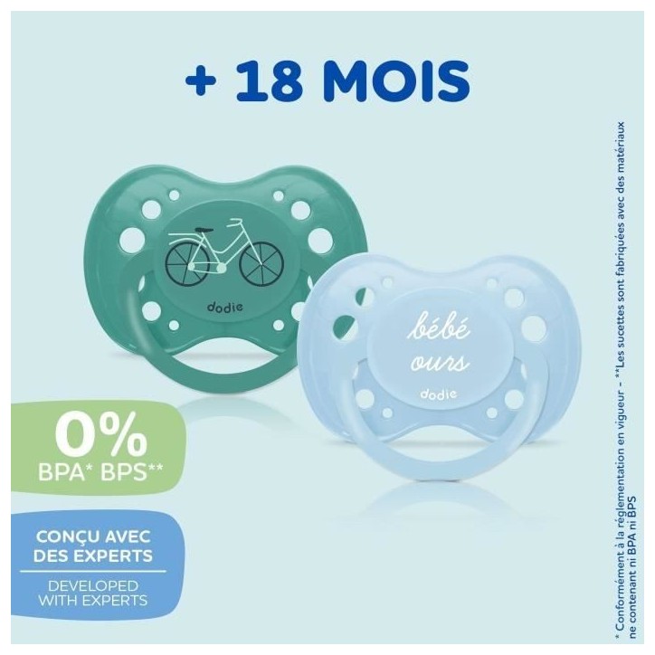 Sucettes Anatomiques DODIE - Bébé Ours - Lot de 3 - +18 mois - Résistantes et Anti-irritations Sucettes Anatomiques DODIE - Bébé Ours - Lot de 3 - +18 mois - Résistantes et Anti-irritations