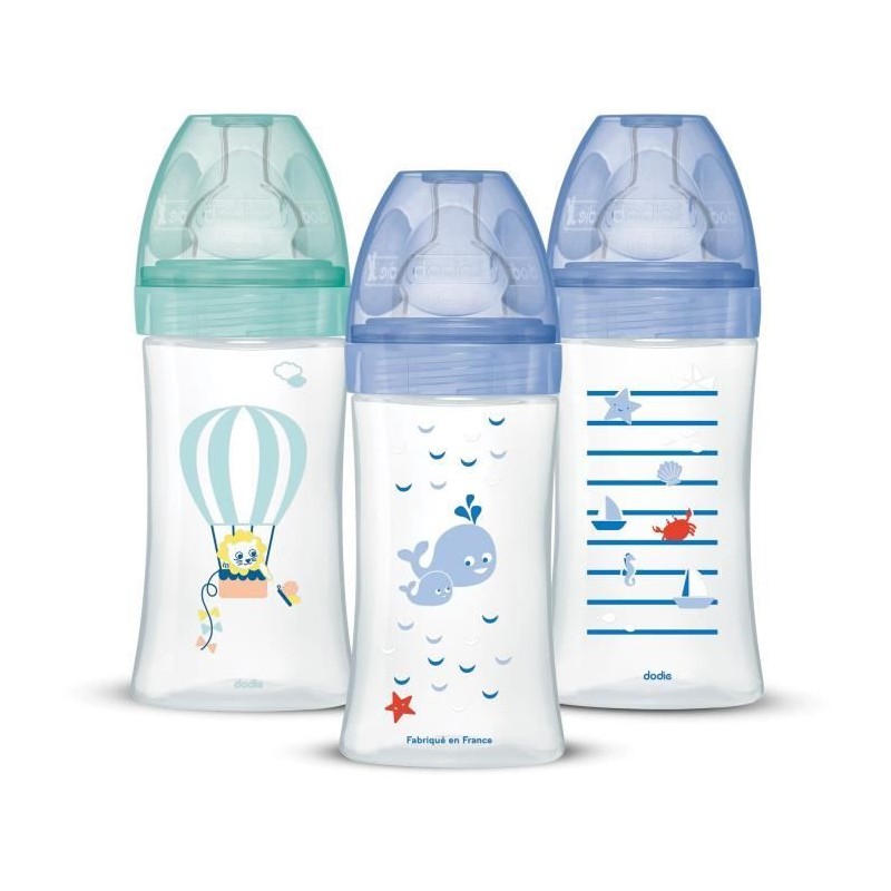 Lot de 3 Biberons Anti-Colique Sensation+ 270ml, 0-6 Mois, Tétine Pla Lot de 3 Biberons Anti-Colique Sensation+ 270ml, 0-6 Mois, Tétine Pla