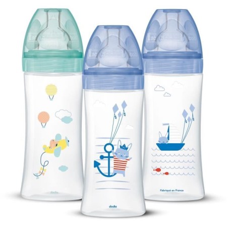 DODIE Lot de 3 Biberons Anti-Colique Sensation+ 330ml +6 Mois, Tétine